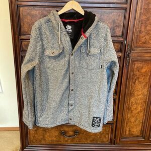 Nwt Ecko Unlimited grey marled mens button down coat.